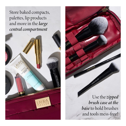 Quilted Makeup Bag with Brush Case