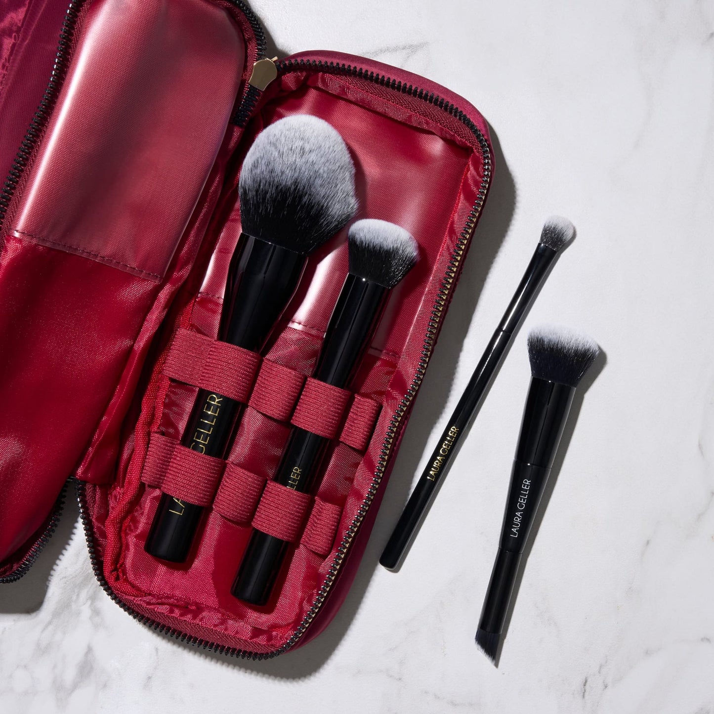 Quilted Makeup Bag with Brush Case